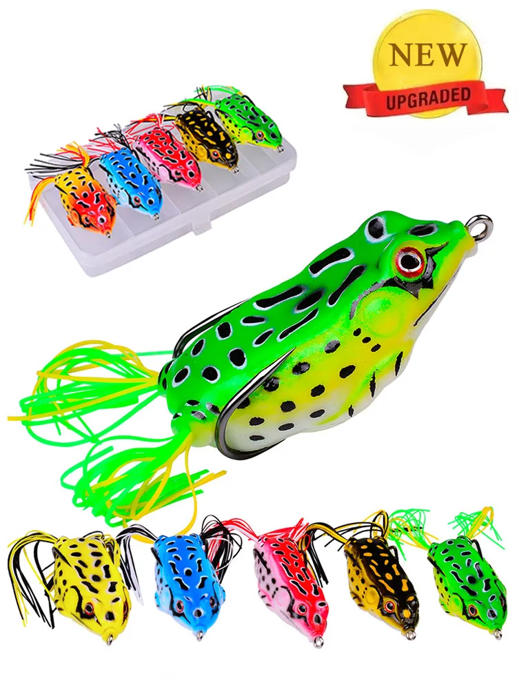 

Frog Lure Soft Tube Bait Ray Frog Topwater Fishing Crankbait Frog Wobbler Fishing Lure 3D Eyes Fishing Lures for Bass Snakehead