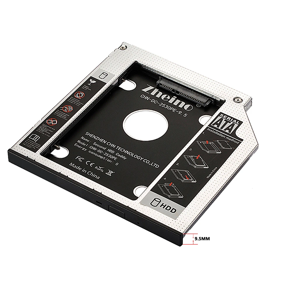 Zheino SATA Caddy алюминиевый 9 5 мм 12 7 0 2nd HDD/SSD адаптер подходит 2 &quotSATA HDD SSD для ноутбука ODD