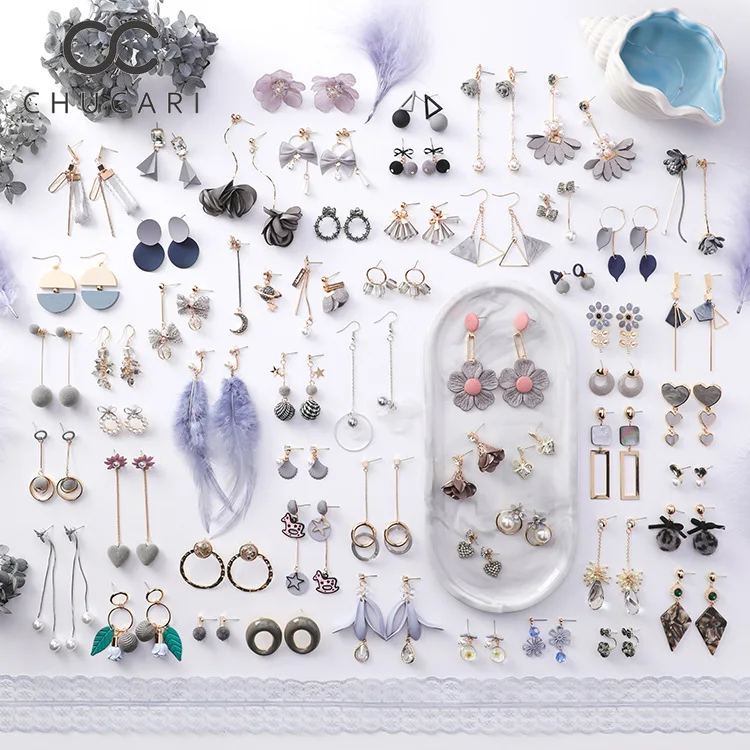 CHUCARI 2019 серые корейские модные милые серьги в форме цветка с имитацией жемчуга