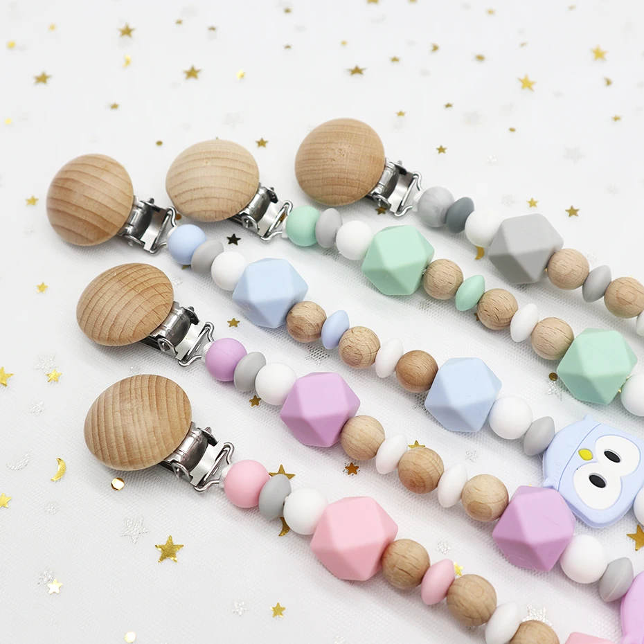 60pc Baby Teether Silicone Teethers BPA Free Abacus Lentils Beads Silicone Beads Baby Teething Nursing Pacifier Clip Accessories
