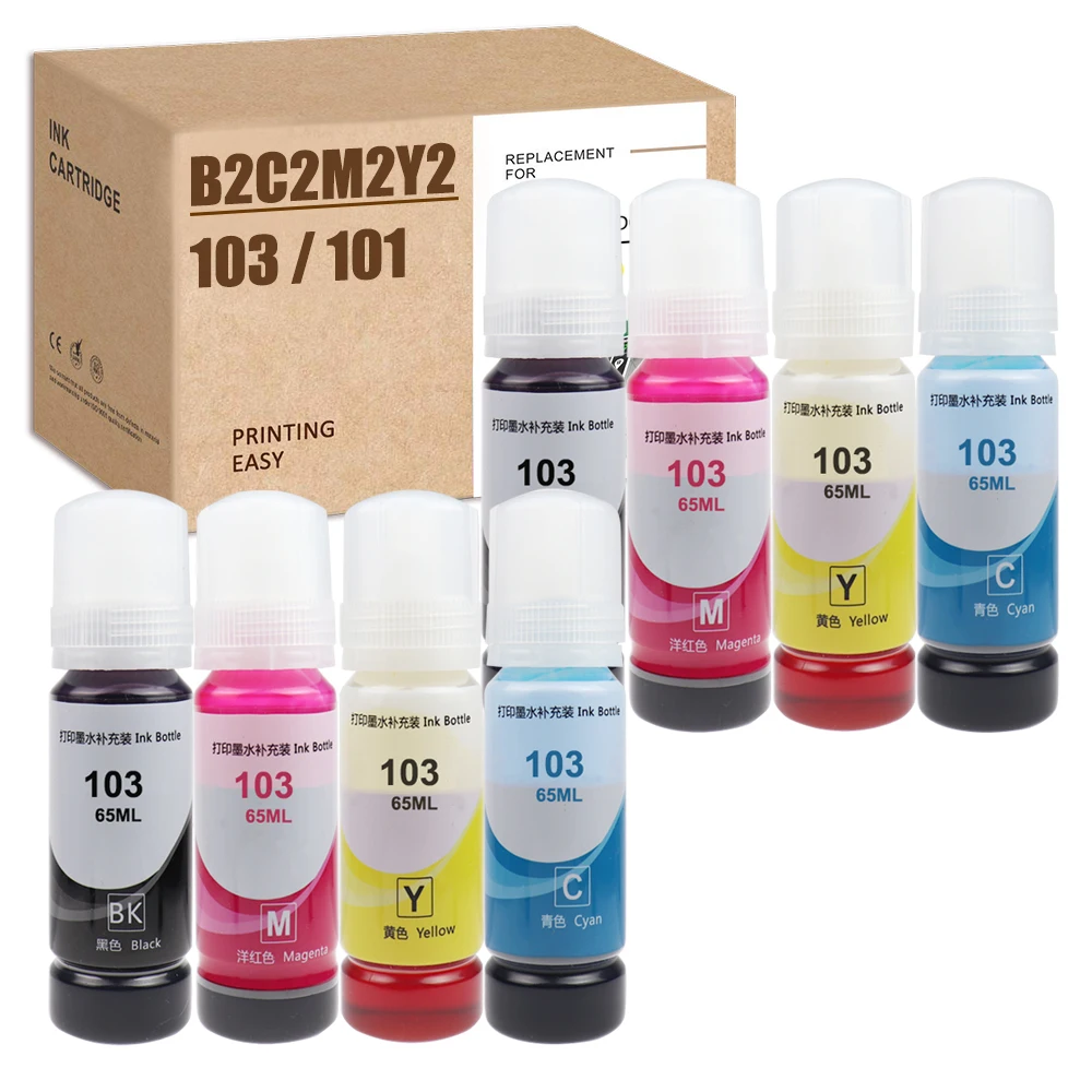 HS 8x 103 Ink Refill Set For Epson L4160,L3150,L3100,L3110,L3101, L3151,L3156,L4150,L4167,L5190,L6160,L6190,L7160,L7180,L14150
