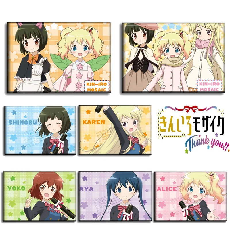 Аниме Kin-iro Mosaic Isami Oomiya Shinobu Inokuma Youko Kujou Karen косплей магнит на холодильник мультяшный
