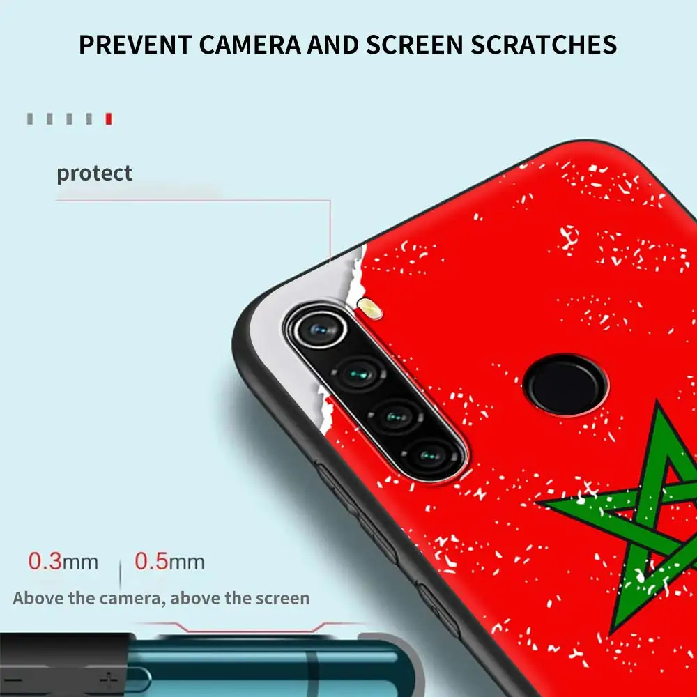 

Silicone Phone Case For Xiaomi Redmi Note 9T 9S 9 8 K40 Pro 8T 8A 9A 9C 7 7A 6 6A Shell Cover Coque Morocco Flag