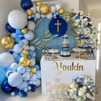 94pcs macaron blue balloon garland arch kit luminous blue gold globos baby 1st happy birthday party decoration ballons supplies