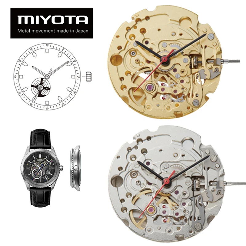 82S0 Miyota Sliver Gold Skeleton Mechanical Movement Japan Automatic Self-winding Movt Parashock 21 Jewels Brand Replace Part