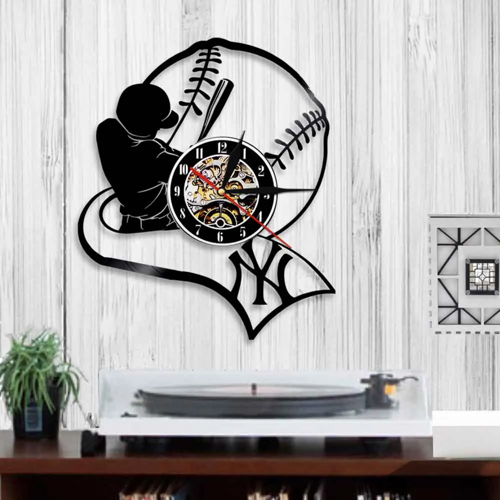 Бейсбольные декоративные виниловые часы 12 &quotспортивный светодиодный настенный