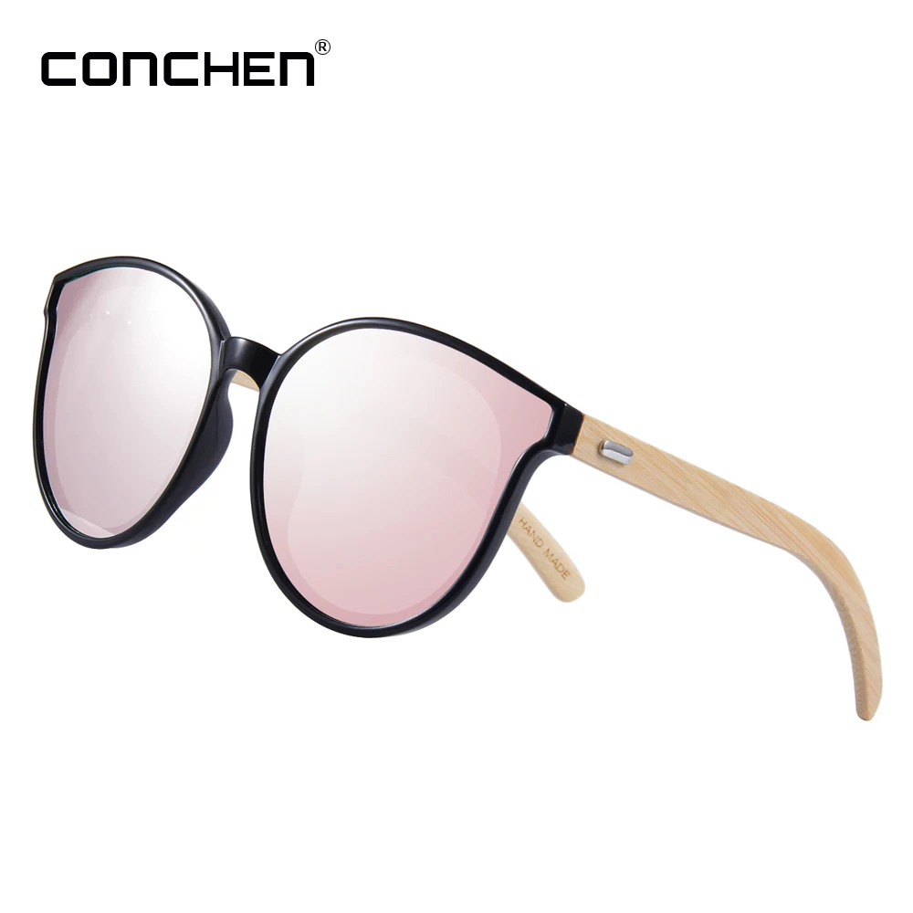 CONCHEN бамбуковые розовые солнцезащитные очки для женщин 2018 Высокое качество