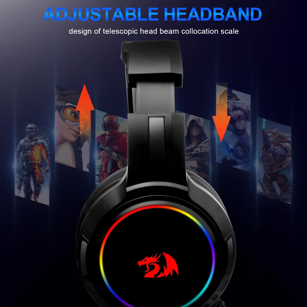 Игровые наушники Redragon Mento H270 RGB 3 5 мм объемный звук компьютерная гарнитура