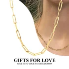 Новое ожерелье-Скрепка из нержавеющей стали, многослойное прямоугольное ожерелье золотого цвета для женщин