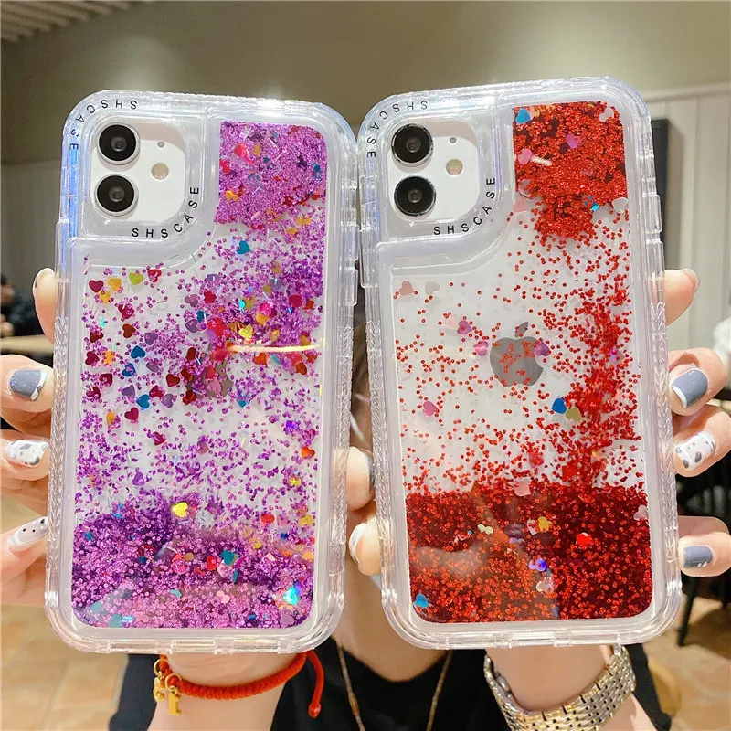 

Shining Glitter Shockproof Transparent Phone Case For iPhone 13 11 12 Pro Max 12 Mini XR XS Max X 7 8 Plus Soft Bumper Cover