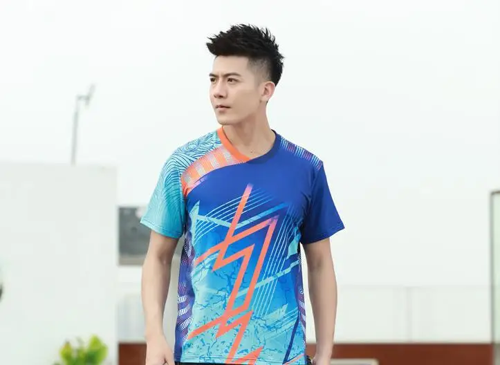 Новые теннисные футболки, мужские футболки для настольного тенниса, футболки с коротким рукавом для тренировок и тренировок, футболки для бадминтона 1820