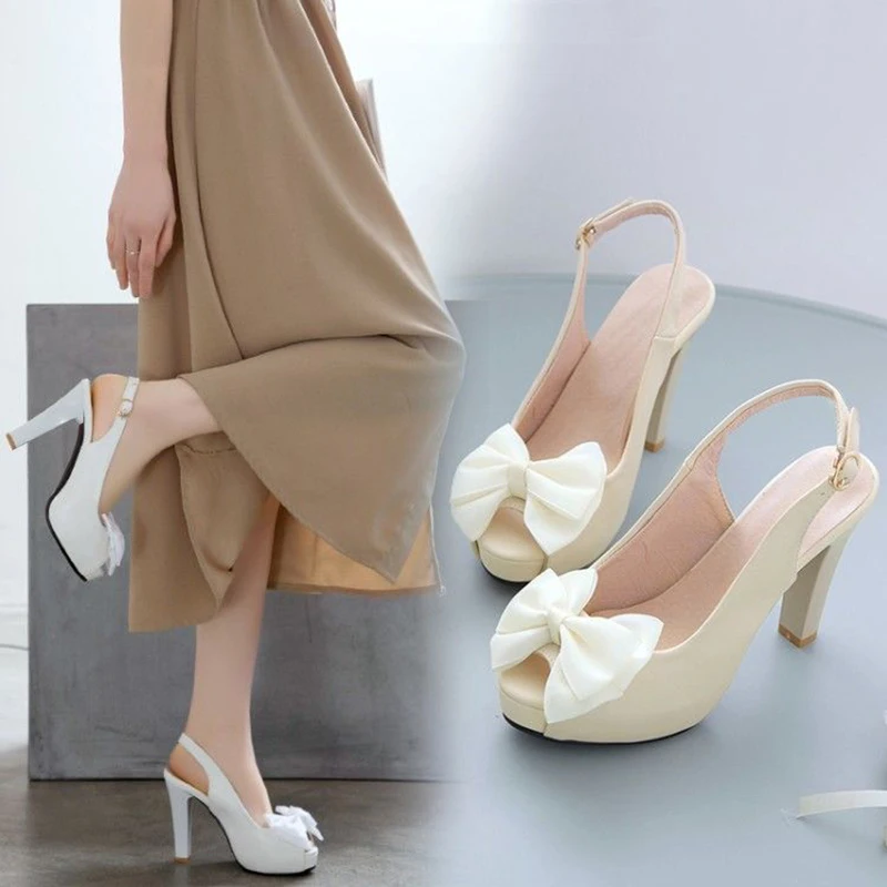 

Сандалии женские с открытым носком, босоножки на высоком каблуке, очень высокий каблук, модные босоножки с открытой спиной, белые, большие р...