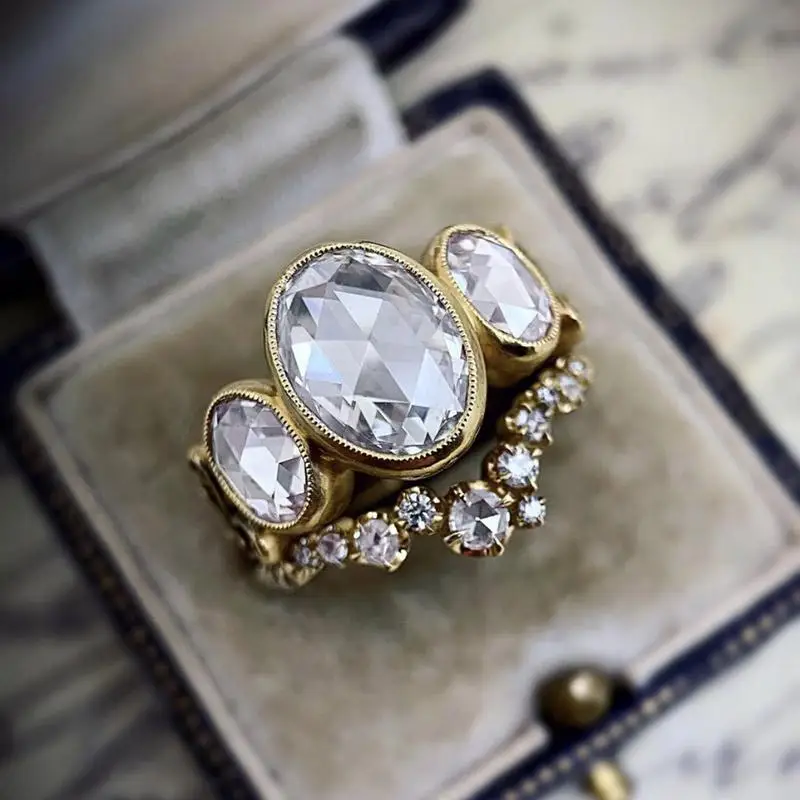 Роскошные круглые винтажные кольца с драгоценными камнями для женщин недорогие