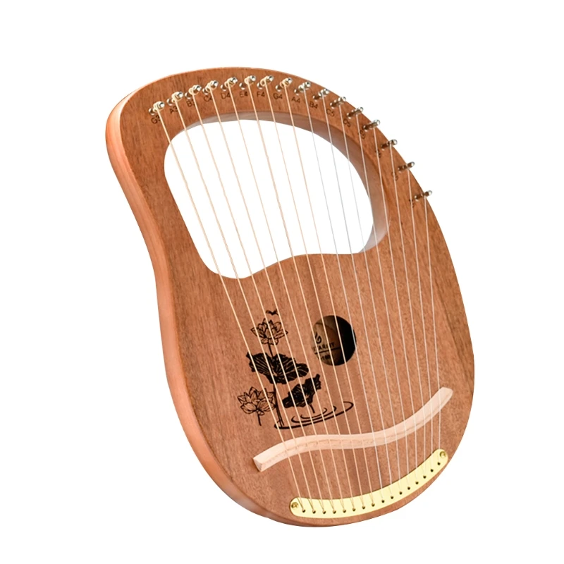 

16 Metal Strings Handheld Lyre Harp Mahogany Body Classical Musical Instrument