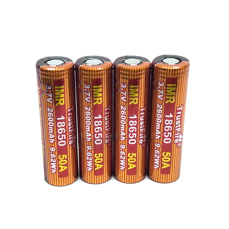 

TrustFire IMR 18650 50A 3.7V 2600mah 9.62Wh High-Rate Rechargeable Lithium Battery Cell For LED Flashlights E-cigs Batteries