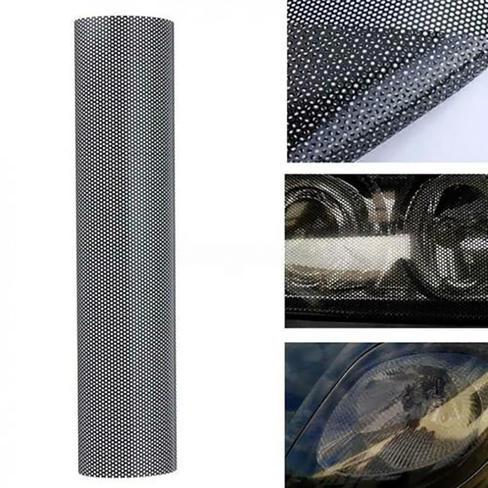 

Black Mesh Film Car Headlight Tail Fog Lamp Tint Vinyl Wrap Sticker 106 X 30CM PVC Car Decoration Sticker