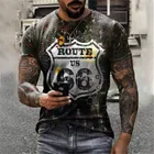 Мужская футболка с коротким рукавом, впитывающая пот и дышащая футболка с 3D принтом, круглый вырез, XL 66, американская дорога, Летний Новый Стиль 2021
