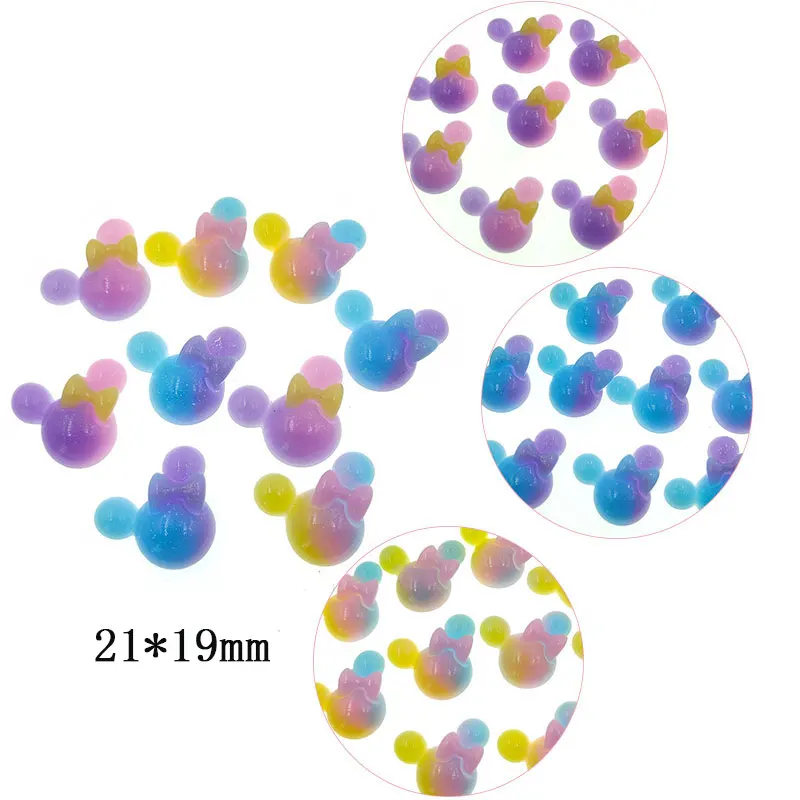 

10pcs/lot kawaii flat back resin colorful mouse with bow new arrival DIY resin cabochons accessories