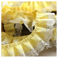 1m pleated guipure plaid lace 6cm ribbon yellow dress trim pink green lace fabric for dresses sewing supplies encaje blanco l 42