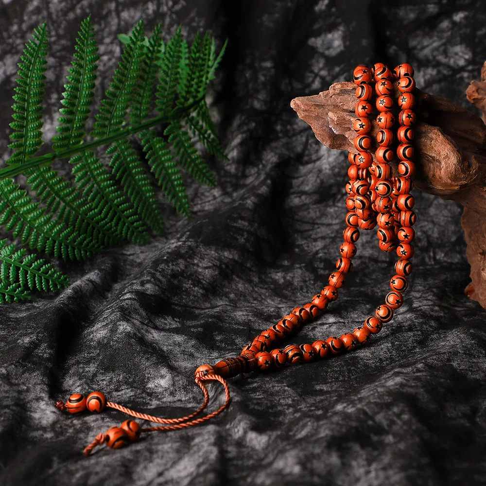 Оптовая продажа по 8 мм луна звезда образец Tassel Pendant браслет 99 четки исламский