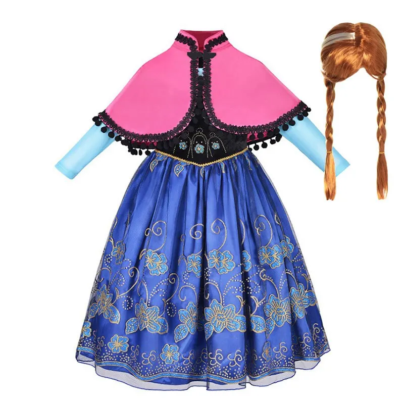 

Наряд Анны MUABABY для девочек, детский накидка с длинными рукавами, Цветочная аппликация, снежинка, костюм для вечевечерние на Хэллоуин