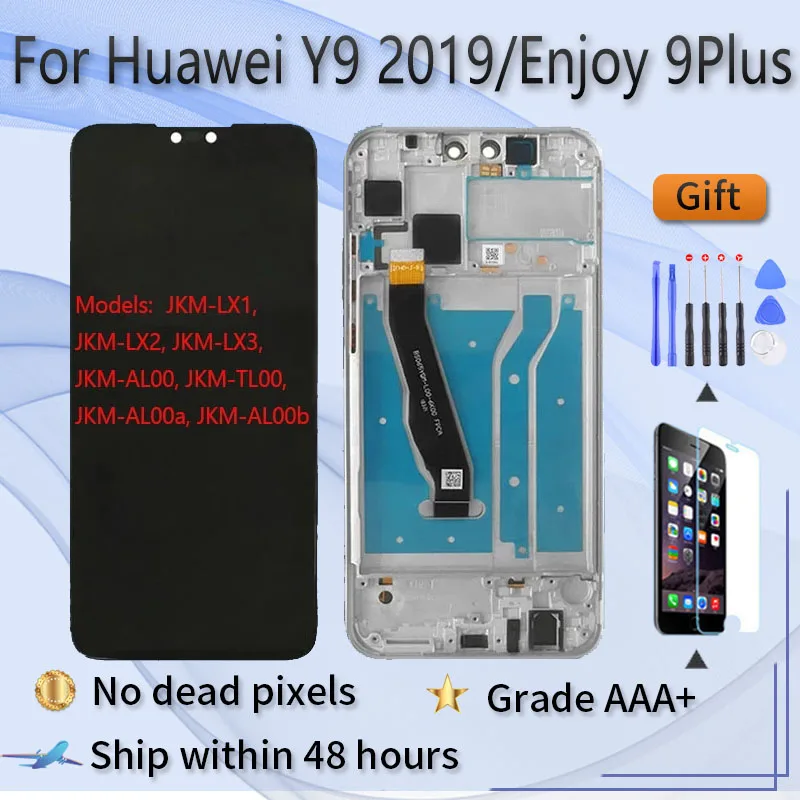 

Оригинальный ЖК-экран в сборе с передним корпусом для HUAWEI Y9 2019 Enjoy 9 Plus JKM-LXLX2LX3 AL00 TL00 Y8S, черный, синий, розовый, Aurora