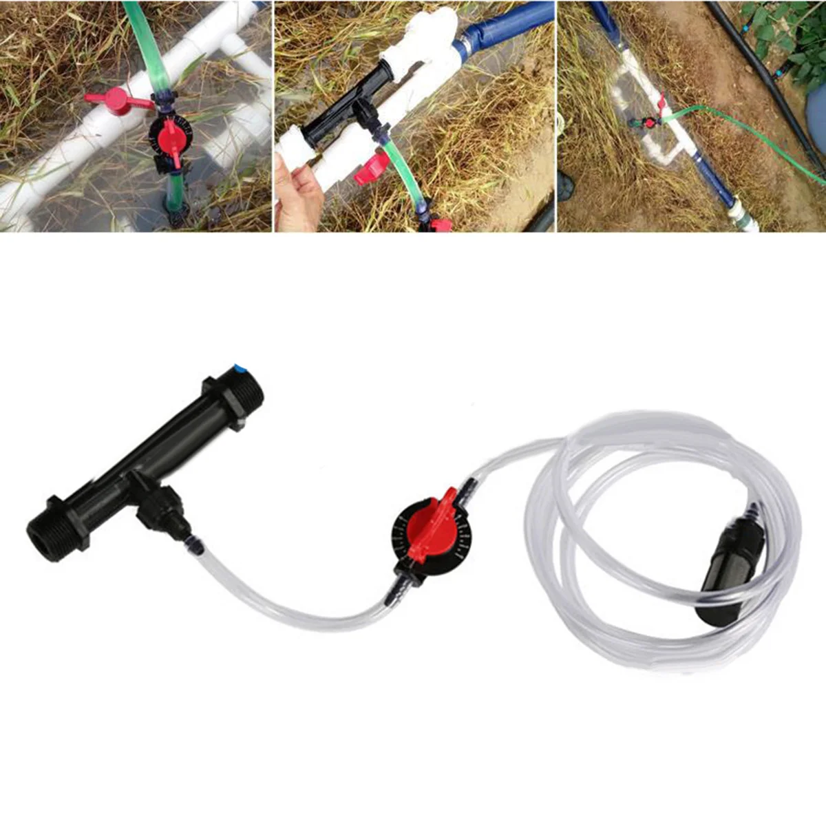 

Garden Irrigation Device Set 3/4" Fertilizer Injector + Water Tube with Flow Controller Filter