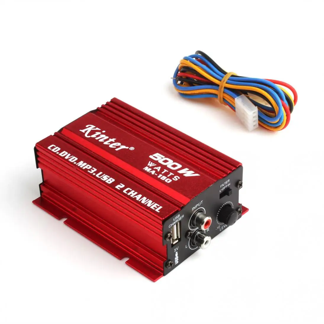 

500W MA-150 DC9-14V Aluminum Alloy Red Mini Hi-Fi Stereo Audio Amplifier 2 channels Amp Subwoofer for Car Motorcycles