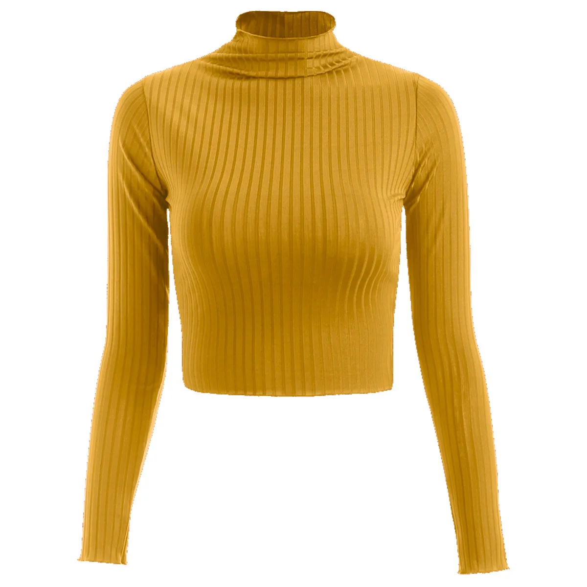 Turtleneck Sweaters Sexy Navel Bare Cropped Tops Women Autumn Winter Ribbed Jummers Lady Knitted Pullovers Short Solid | Женская одежда