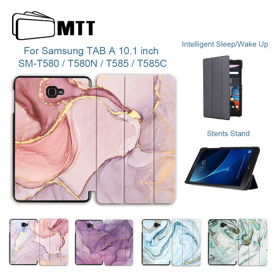 Чехол MTT с мраморной текстурой для samsung Galaxy Tab A A6 10,1 ''SM-T580 T585 из искусственной кожи, откидной Чехол-подставка, fundas, умный чехол для планшета