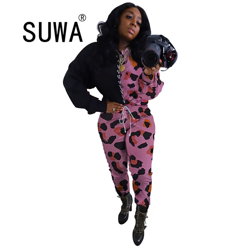 

Contrast Color Loungewear Women Two Piece Outfits Long Sleeve Oversized Sweatshirt Top Baggy Pants Jogger Suit Wholesale