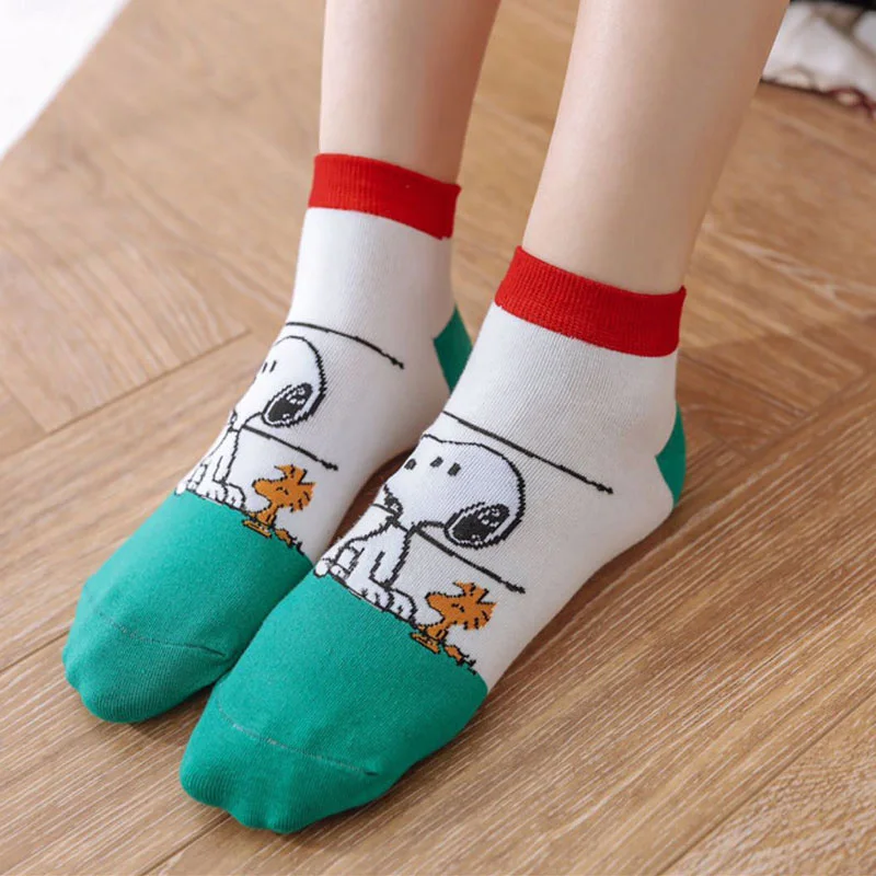 34-40 Yards Japanese Cartoon Socks Animal Dog Short Sock Women Straight-board Pattern Korean Kawaii Harajuku Funny Socks Cotton