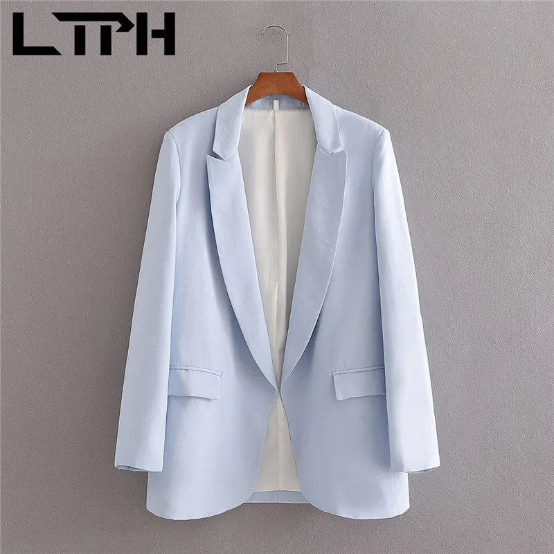 

LTPH all-match casual jackets long sleeve None button Cardigan women blazer vintage Lady Suit Coat Solid blazers 2021 Spring New
