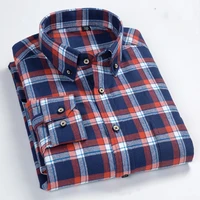 high quality flannel plaid shirt for mens large size 8xl 7xl 6xl long sleeve pure cotton soft comfort slim fit male dress shirts
