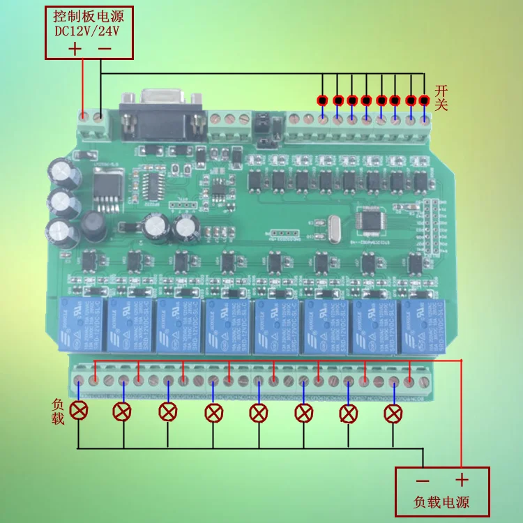 8-полосная промышленная плата управления Modbus Rtu 8di8do MCU программируемая реле 12В/24В |