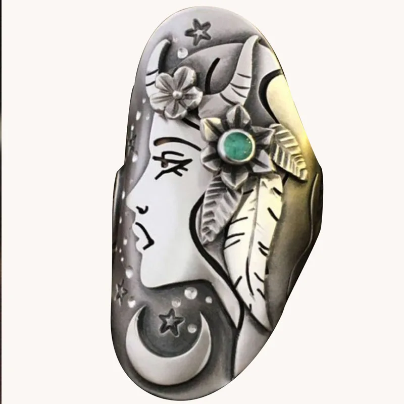 

Creative Vintage Beautiful Magic Shepherdess Ring Cocktail Ring Women Stone Party Geometric Copper Ring Jewelry