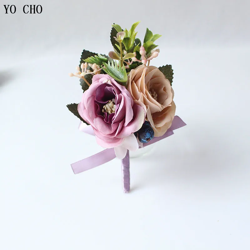Йо Чо искусственный цветок для свадьбы жениха бутоньерка Buttonhole белый синий шелк цветы браслет из цветов подружки невесты Свадьба булавка