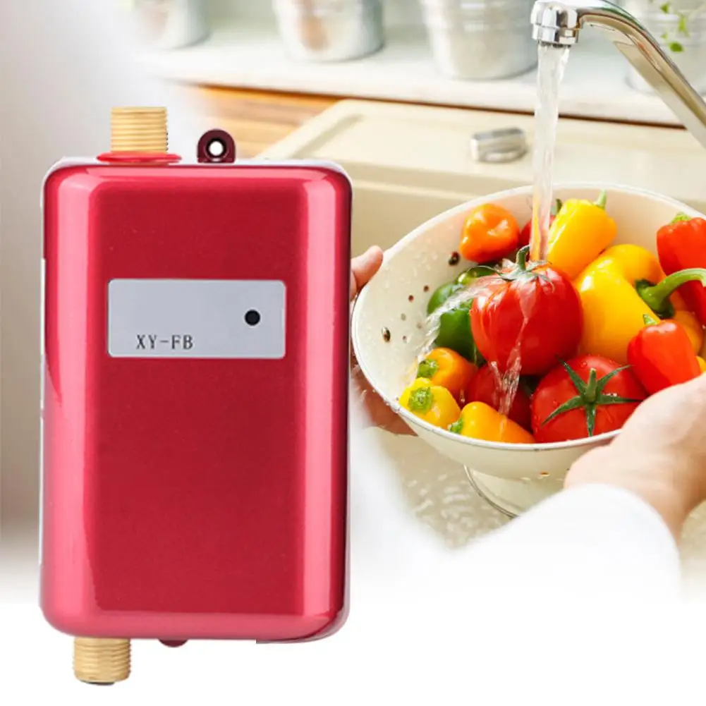 Красный Мини-подогреватель воды для ванной и кухни моющий Электрический