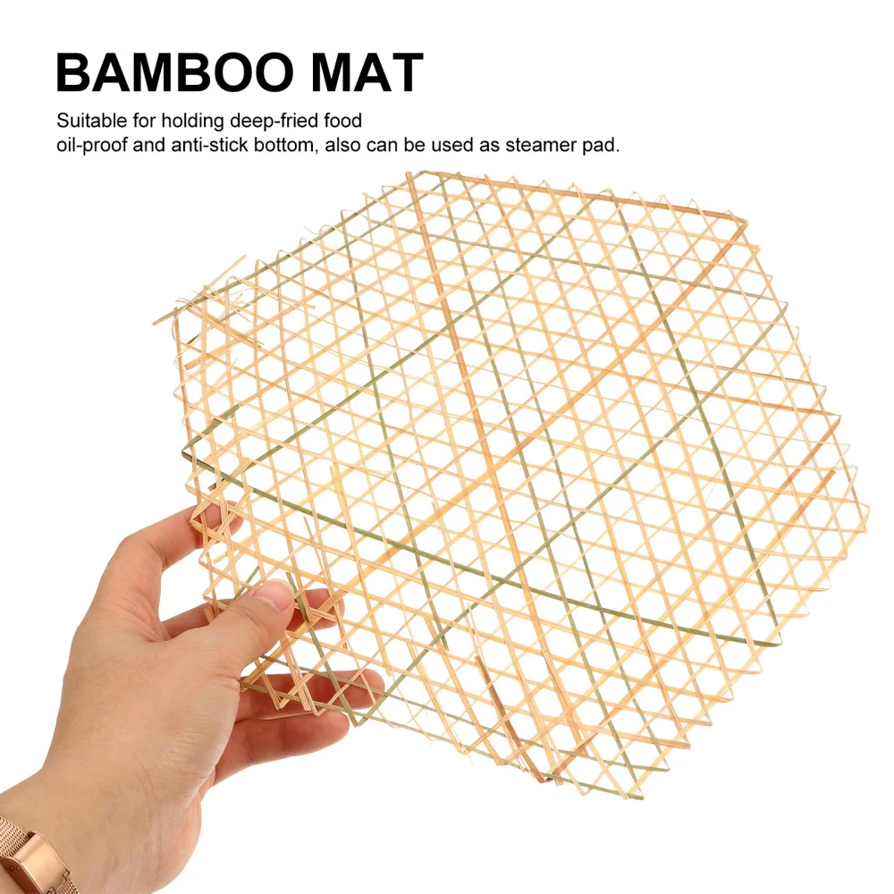 

6pcs Bamboo Mats Plate Mats Decorative Dish Mats Bamboo Mesh Mats