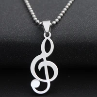 1 stainless steel clef note music singer symbol pendant necklace logo musical emblem talisman charm notation sign jewelry