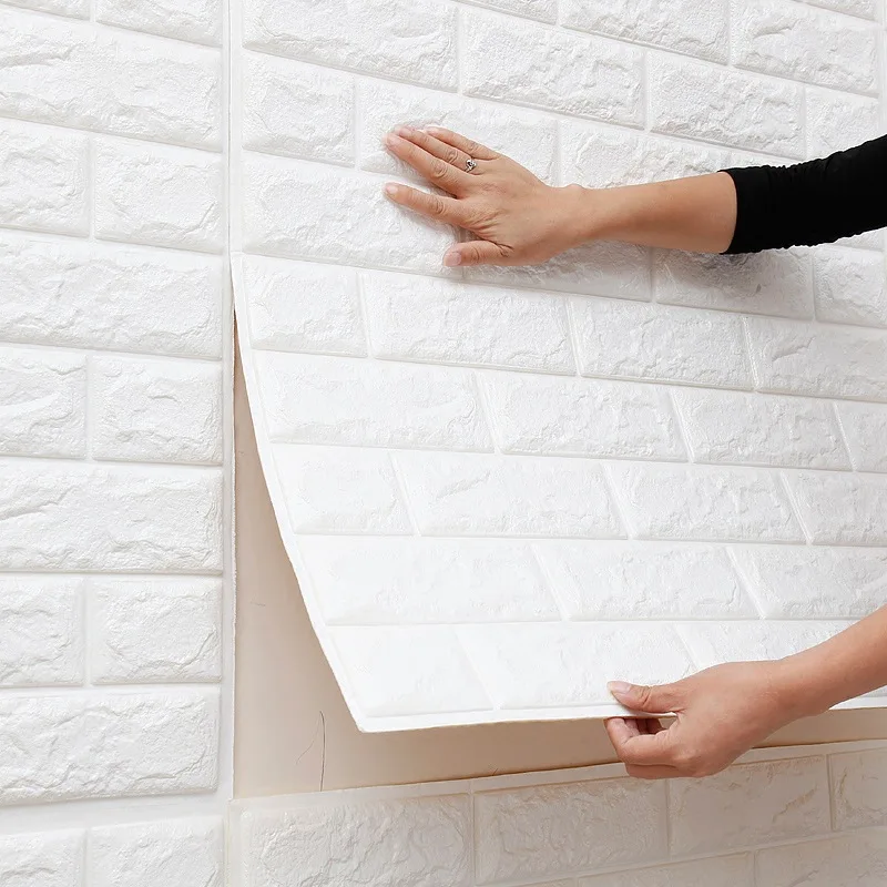 

10PCS 3D Brick Wall Stickers DIY Self Adhensive Decor Foam Waterproof Wall Covering Wallpaper For TV Background Kids Living Room