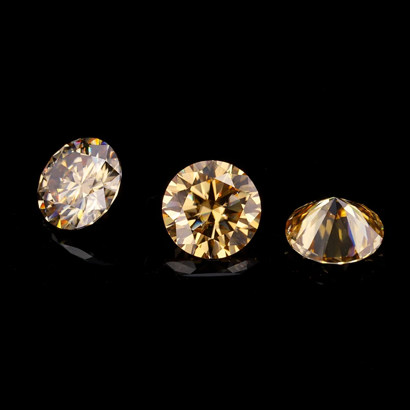 Драгоценные камни цвета шампанского 5 0 6 Кар 12 мм Круглый бриллиантовый Муассанит