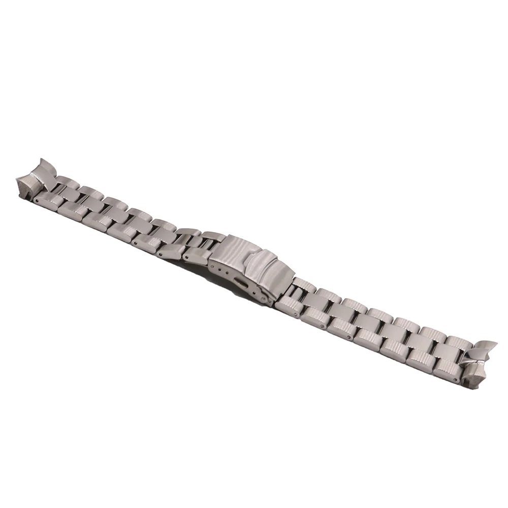 CARLYWET 22mm Sliver Stainless Steel Wrist Watch band Replacement Metal Watchband Bracelet Double Push Clasp For Seiko