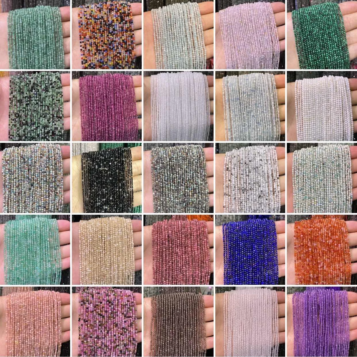 

2mm Natural Gemstone Beads Faceted Round Quartz Zircon Agate Loose Charms For Jewelry Making Bracelet Necklace 15" Accessories