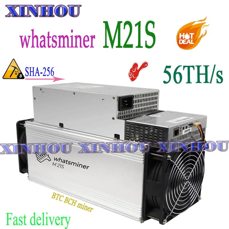Майнер Asic WhatsMiner M21S 56T б/у с блоком питания BTC BCH лучше чем M20S M3X antminer S9K S9j S9 S17 S15 T17 T3
