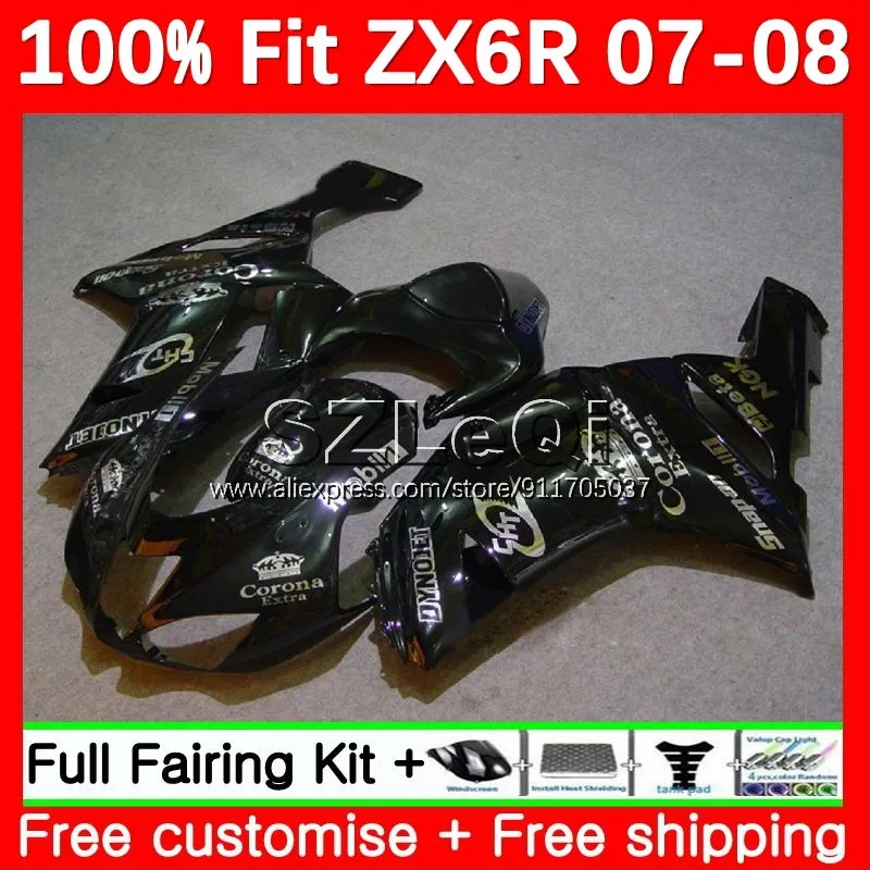 

Black Silvery Injection For KAWASAKI NINJA ZX 6R 636 6 R 600CC Body ZX636 ZX6R 07 08 ZX600 ZX-6R ZX-636 2007 2008 Fairing 5LQ.6