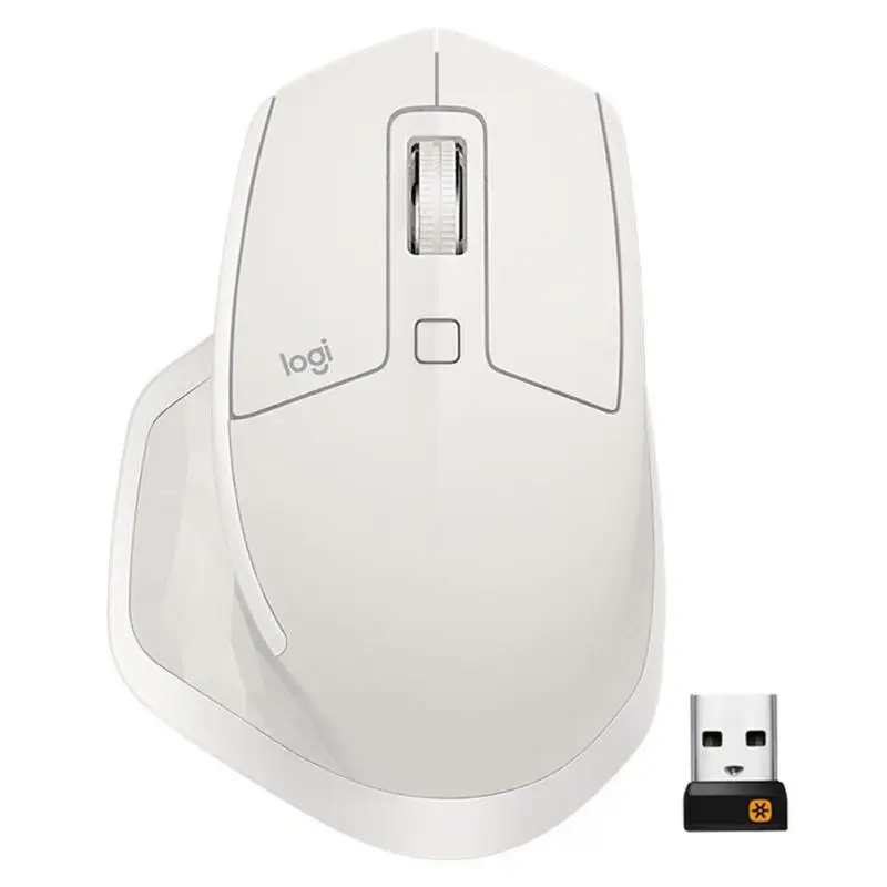 Беспроводная игровая мышь с 7 клавишами, USB, Bluetooth, 4000 dpi, лазерная, не ограниченная, высокая точность, двойное соединение, перезаряжаемая, новинка - Цвет: Белый