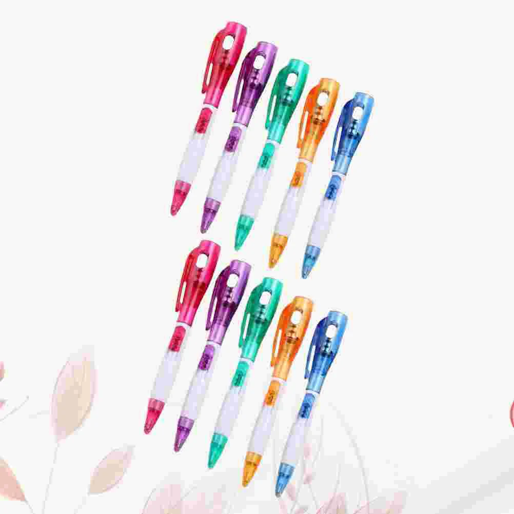 

10pcs Multi-function Ballpoint Pens Creative Pen Stationery Supplies Rewading Gift with Light Assorted Pattern