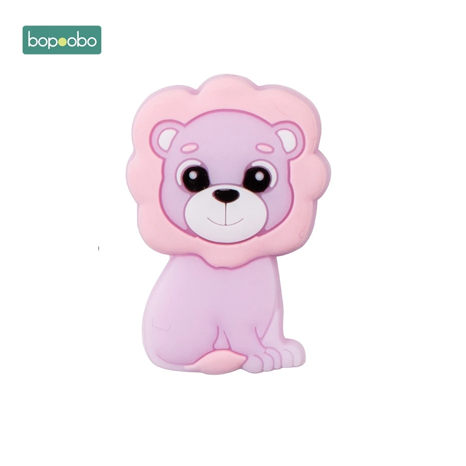 Pink Lion Bopoobo 3 шт. Силиконовые Прорезыватели для еды силиконовые мини бусины в форме льва Bpa Бесплатно Детские Прорезыватели Для DIY Соска-подвеска грызуны бусины - Цвет: Pink Lion