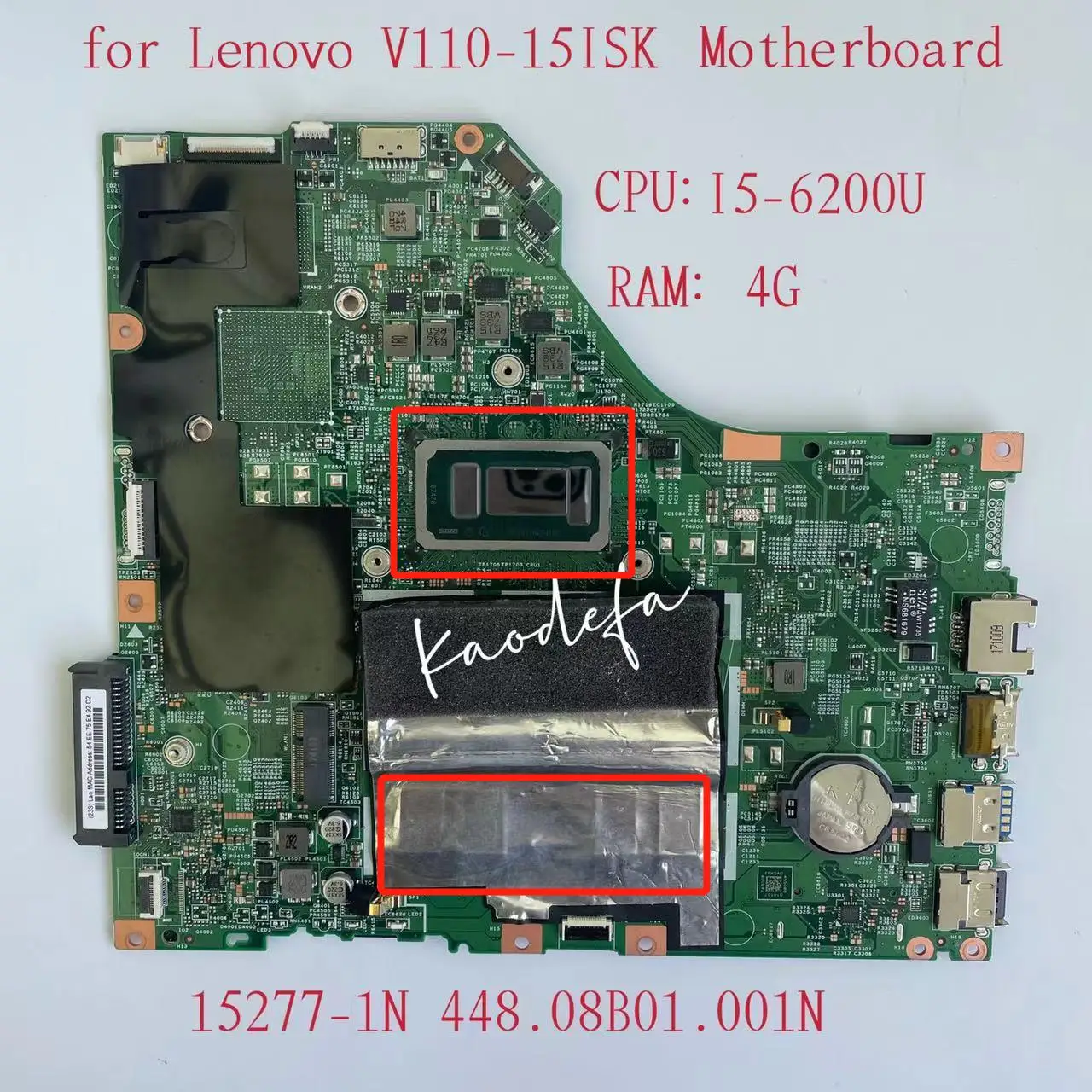 

15277-1N for Lenovo ThinkPad V110-15ISK Laptop Motherboard CPU:I5-6200U RAM:4G DDR4 FRU:5B20L78390 5B20L78314